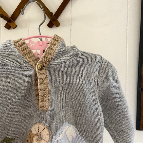 Gymboree • Grey Ram Knit Hooded Sweater - Picture 4 of 5